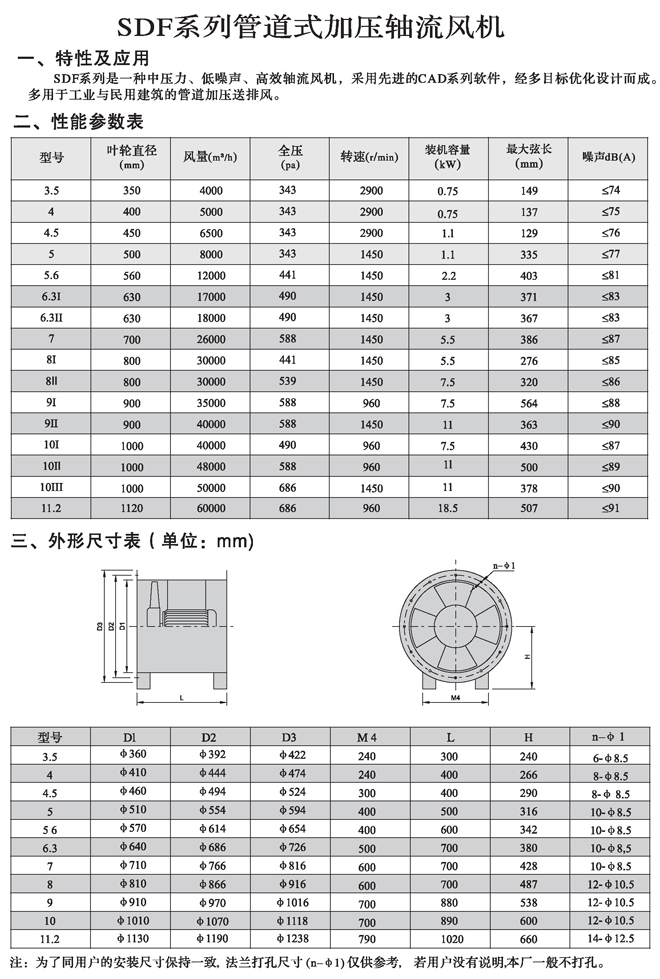 SDF系列管道式加压轴流风机